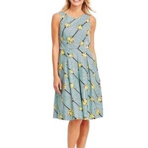 Talbots Floral Fit and Flare Cotton Dress Size 10 Career, Occassion